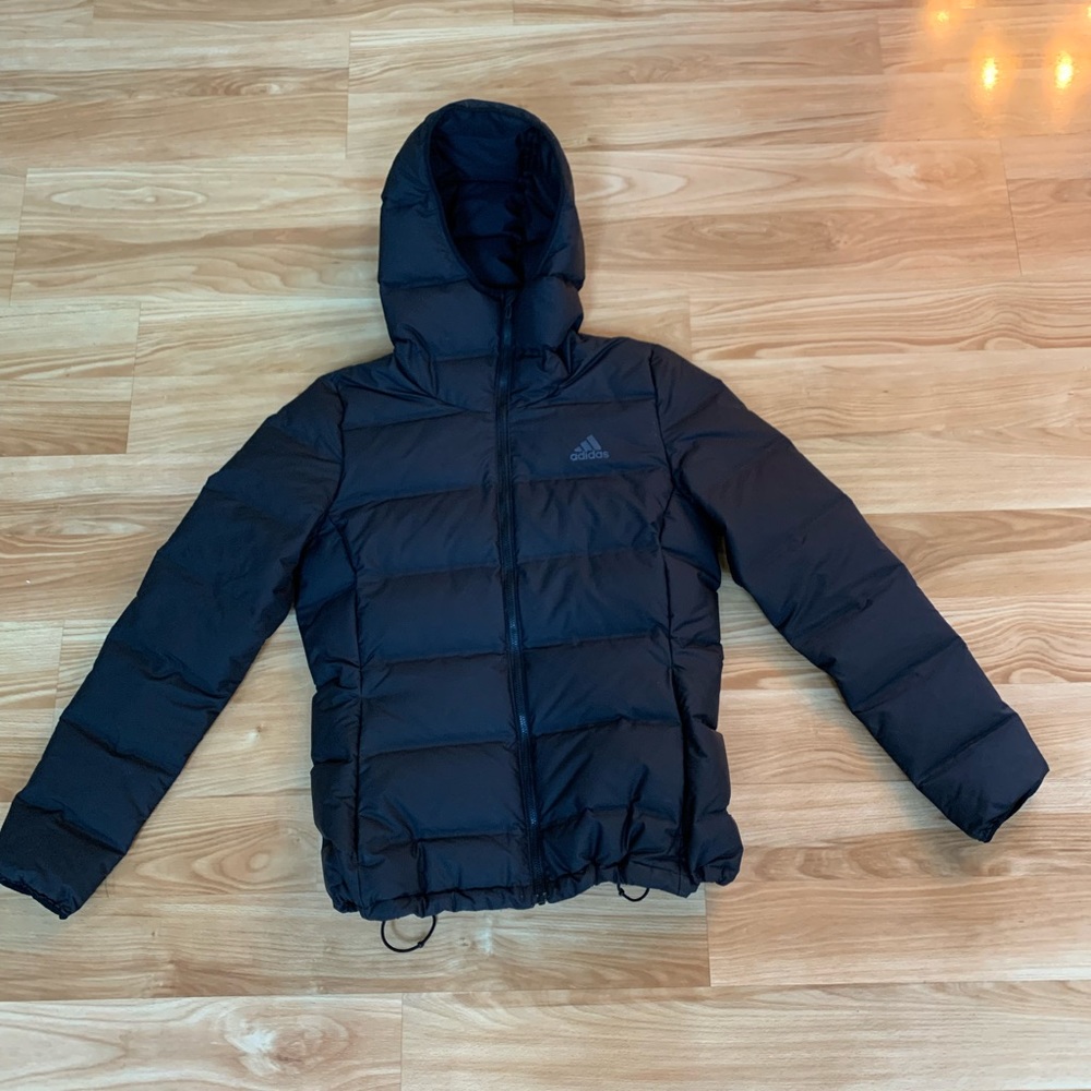 womens size S, black adidas puffer jacket